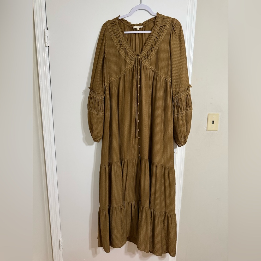 Promesa Brown Long Sleeve Maxi Dress